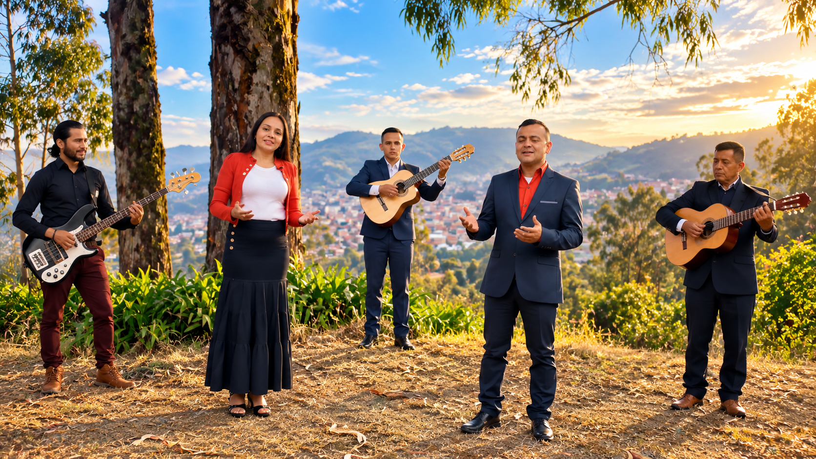 grupo-musical-al-atardecer-en-las-montanas